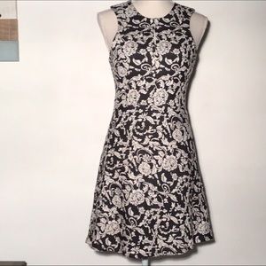 Esley Collection midi dress black floral texture S